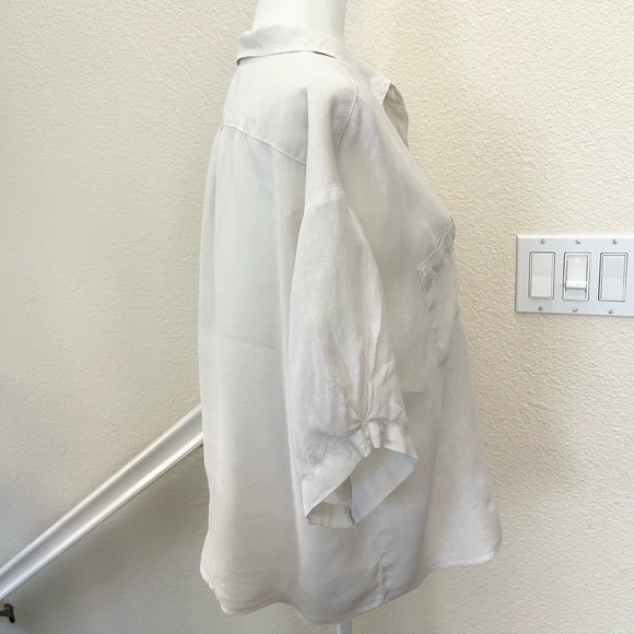 $183 Velvet BY GRAHAM SPENCER Maria Linen ButtonUp Shirt S Oversized color Chalk - Picture 7 of 11